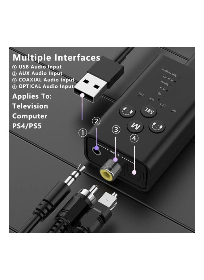 Generic Digital Audio Converter, Bluetooth 5.2 Transmitter for TV, APT X Low Latency Multiple Interfaces Wireless Audio Adapter, for Two Headphones (AUX/RCA/Optical/Coaxial Audio Inputs), Plug and Play  - Image 4