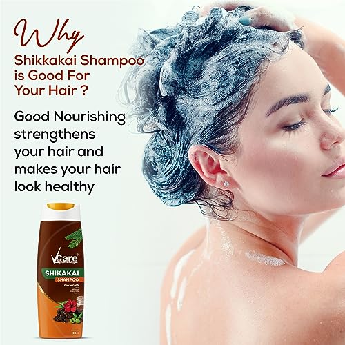 VCare Shikakai Shampoo with Goodness of Aloe Vera & Neem, Amla, Hibiscus, Shikakai For Strong & Healthy Hair, For Men And Women - 200ml (Pack Of 3) - Image 3