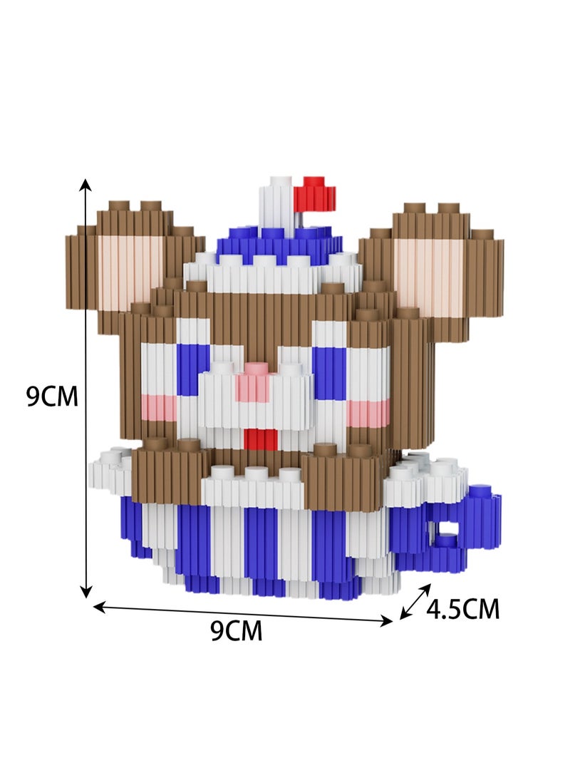 Miniature Small Particle Puzzle Building Blocks Gift Children's Educational Toy Puzzle (Purple And White Teacup Mouse)  - Image 2