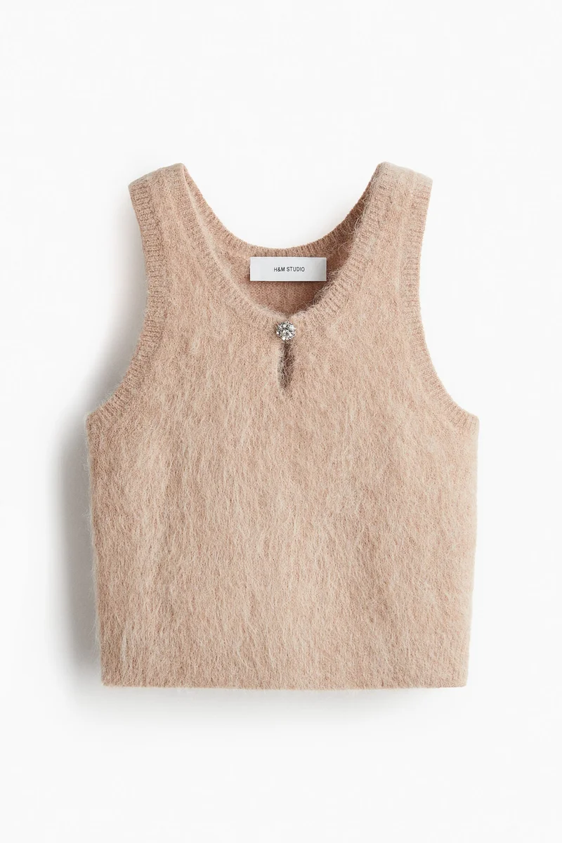 H&M Cropped alpaca-blend vest top