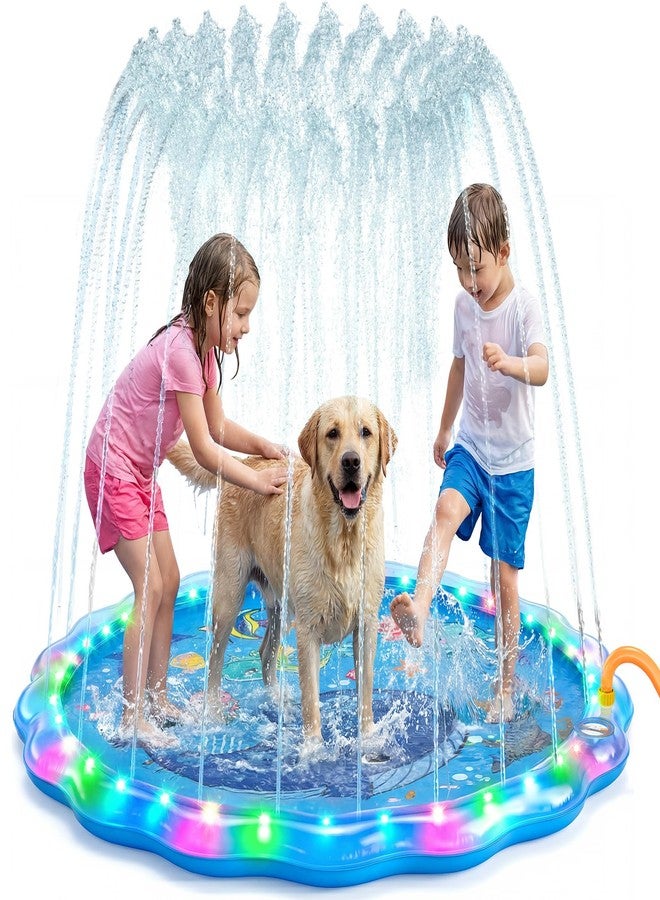 Dsquu LED Glowing Splash Pad Sprinkler for Kids & Dogs, 60" Non-Slip Outdoor Water Toys Toddler Sprinkler Pool Splash Pad/Play Mat,LED Light Boys Girls Yard Sprinkler Pool for Age 1 2 3 4 5 6 7 8 9 - Image 1