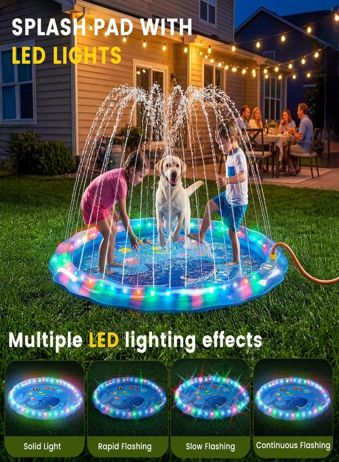 Dsquu LED Glowing Splash Pad Sprinkler for Kids & Dogs, 60" Non-Slip Outdoor Water Toys Toddler Sprinkler Pool Splash Pad/Play Mat,LED Light Boys Girls Yard Sprinkler Pool for Age 1 2 3 4 5 6 7 8 9 - Image 2