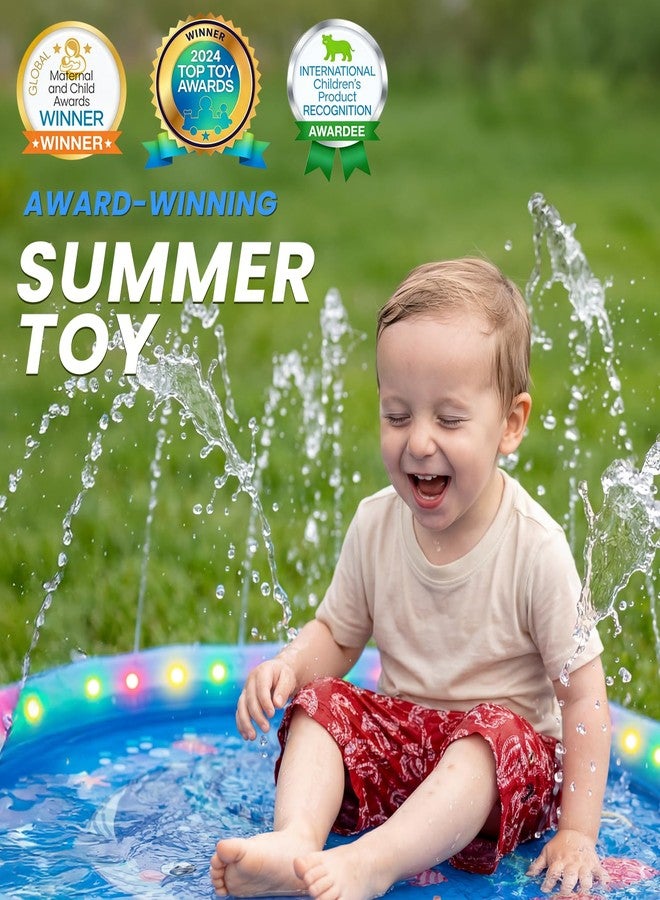 Dsquu LED Glowing Splash Pad Sprinkler for Kids & Dogs, 60" Non-Slip Outdoor Water Toys Toddler Sprinkler Pool Splash Pad/Play Mat,LED Light Boys Girls Yard Sprinkler Pool for Age 1 2 3 4 5 6 7 8 9 - Image 4