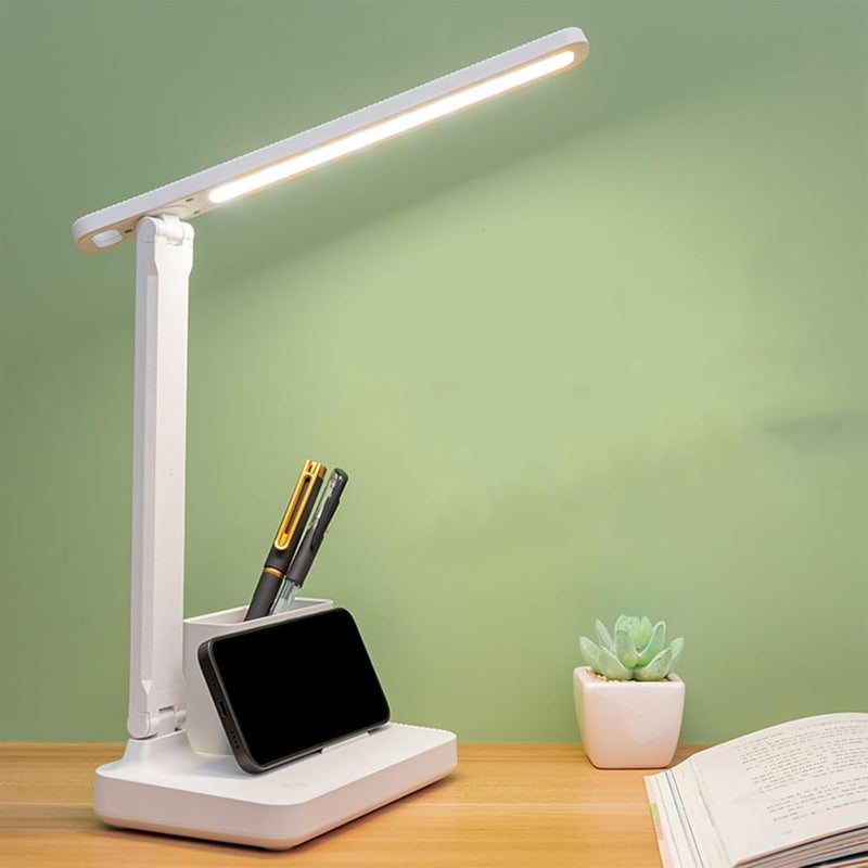 BSITFOW Table Light for Study Led Desk Lamp Led Light Study Light for Students Rechargeable Led Cordless Desk Lamp Foldable Adjustable Reading Lamp with Pen Holder White1pcs17x255x29 cm - Image 1