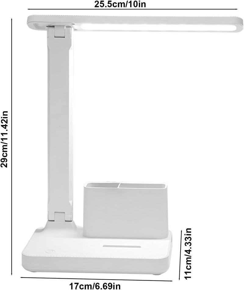 BSITFOW Table Light for Study Led Desk Lamp Led Light Study Light for Students Rechargeable Led Cordless Desk Lamp Foldable Adjustable Reading Lamp with Pen Holder White1pcs17x255x29 cm - Image 2