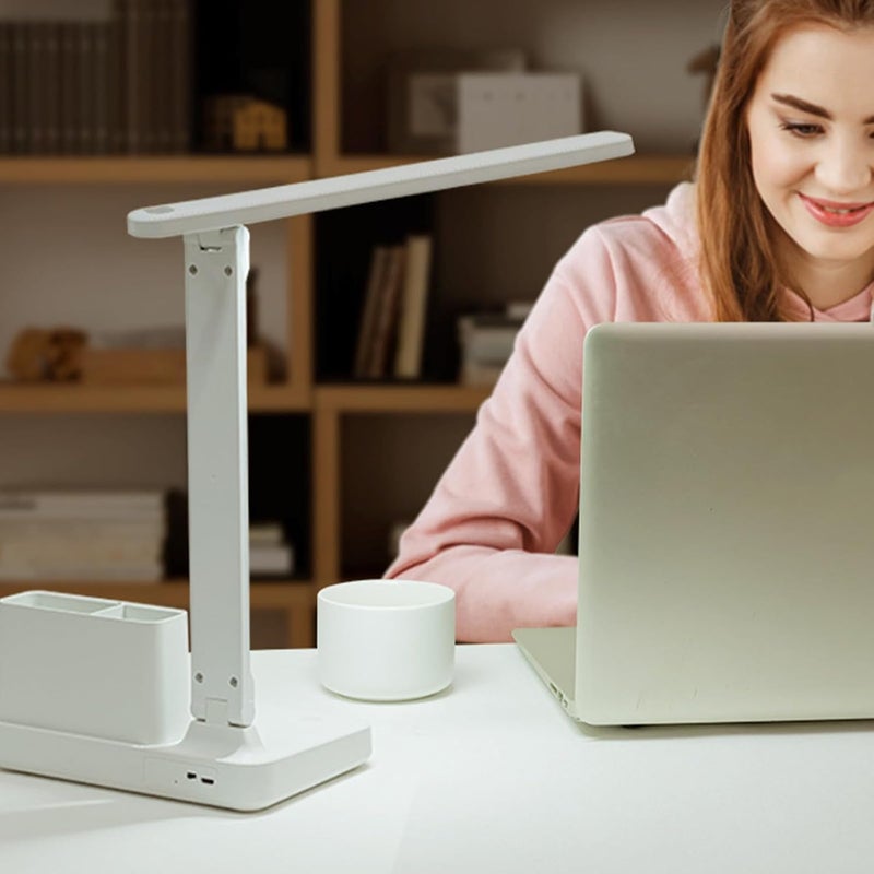 BSITFOW Table Light for Study Led Desk Lamp Led Light Study Light for Students Rechargeable Led Cordless Desk Lamp Foldable Adjustable Reading Lamp with Pen Holder White1pcs17x255x29 cm - Image 3