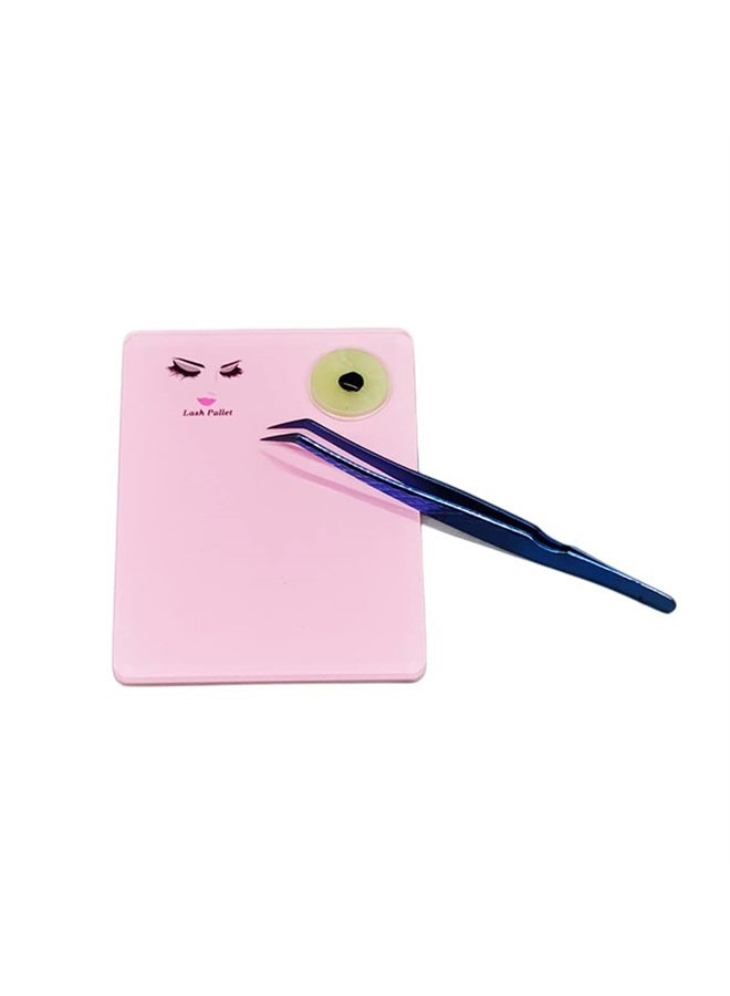 Acrylic Eyelash Extension Eye Lash Pallet Tool, Grafting False Eyelash Jade Console Round Jade Stone Organizer Eyelash Extension Grafting Pad Lash Tray Gasket (Pink)