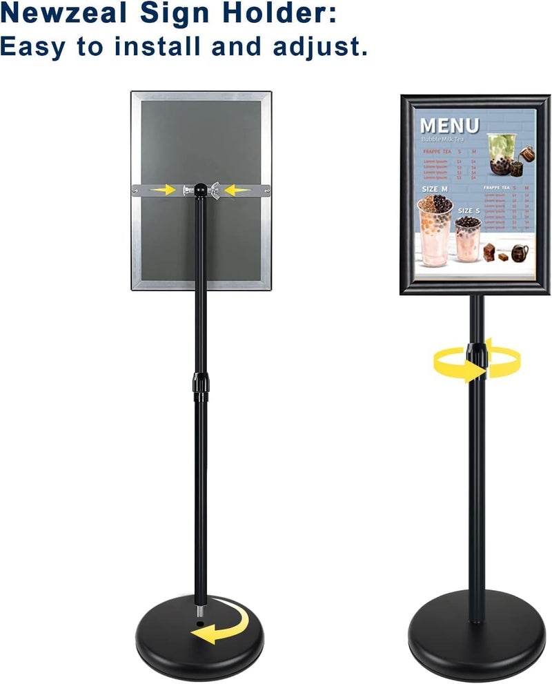 MostNow Poster Stand Floor Standing Display Holder Snap Frame Stand Aluminum Sign Holder, Angle & Height Adjustable Telescoping，Notice Stand for Wedding/ Business Activities Display(Black A4) - Image 4