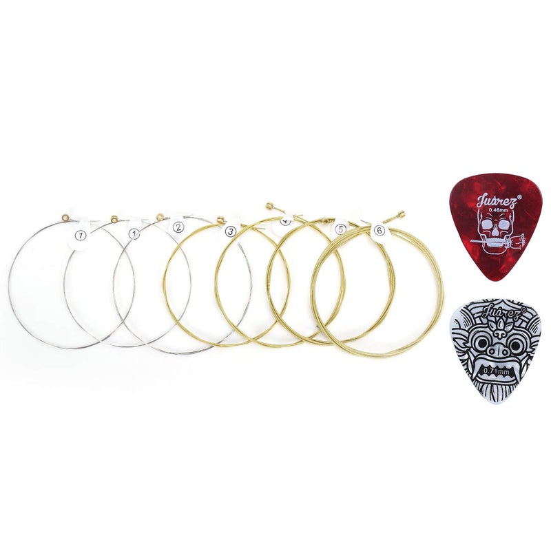 Juarez Extra Light Copper Wound Acoustic Guitar Strings Set – 0.010–0.048 Gauge, 7 Strings (Extra 1st String), Bright Copper Tone, Includes 2 Picks – For All Acoustic Guitars JAGSP300 - Image 1