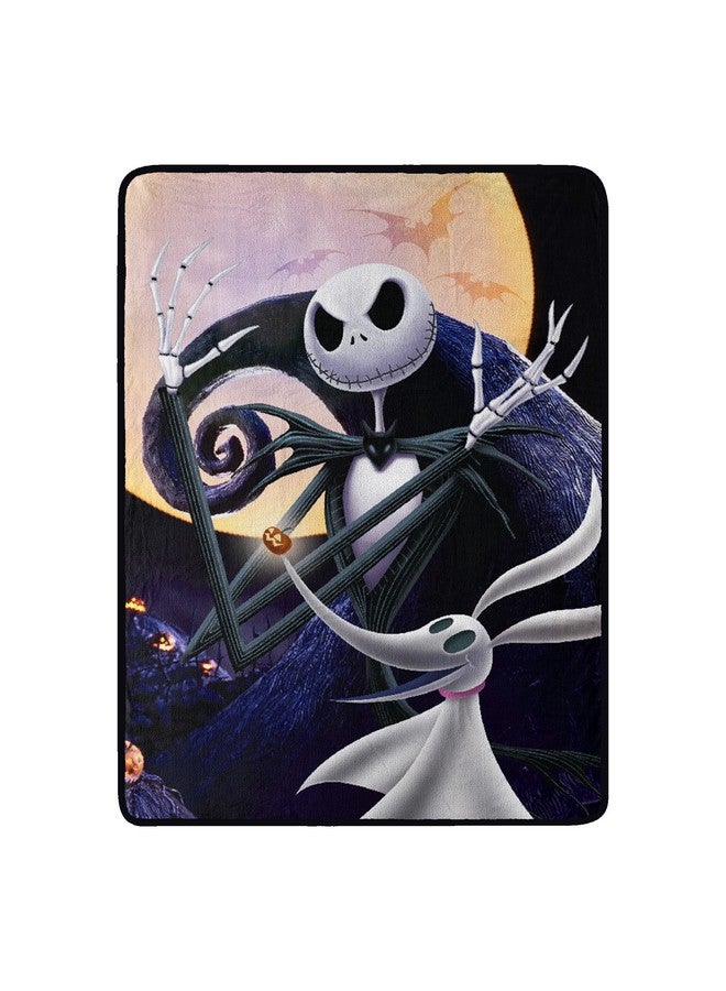 Northwest NORTHWEST Nightmare Before Christmas Micro Raschel Throw Blanket, Ultra Soft Throw, 46 x 60 Inches, Full Moon Madness  - Image 1
