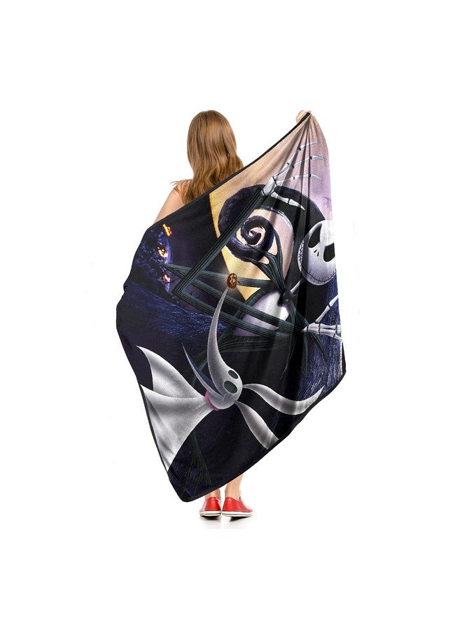 Northwest NORTHWEST Nightmare Before Christmas Micro Raschel Throw Blanket, Ultra Soft Throw, 46 x 60 Inches, Full Moon Madness  - Image 5