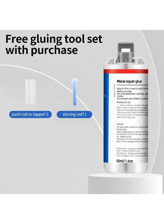 Aliqi Metal Repair Glue, Strongest Glue for Metal to Metals, Suitable for Metals, Stone, Plastic, Aluminum, Steel, All Purpose Repair Glues, epoxy, Weld, Heavy Duty, Waterproof, 1.6oz/50ml - Image 3