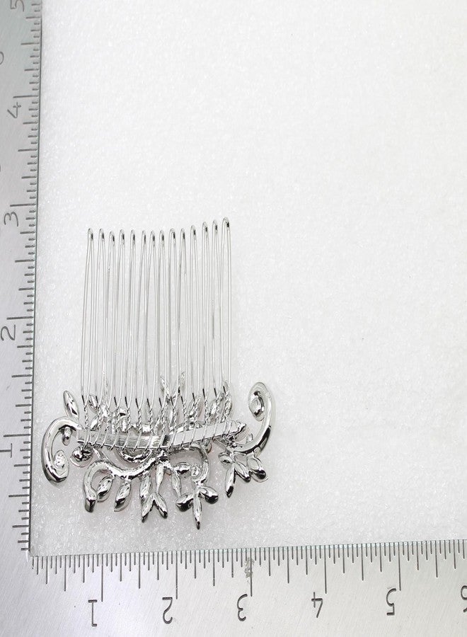 Faship Pink Rhinestone Crystal Floral Hair Comb - Image 5
