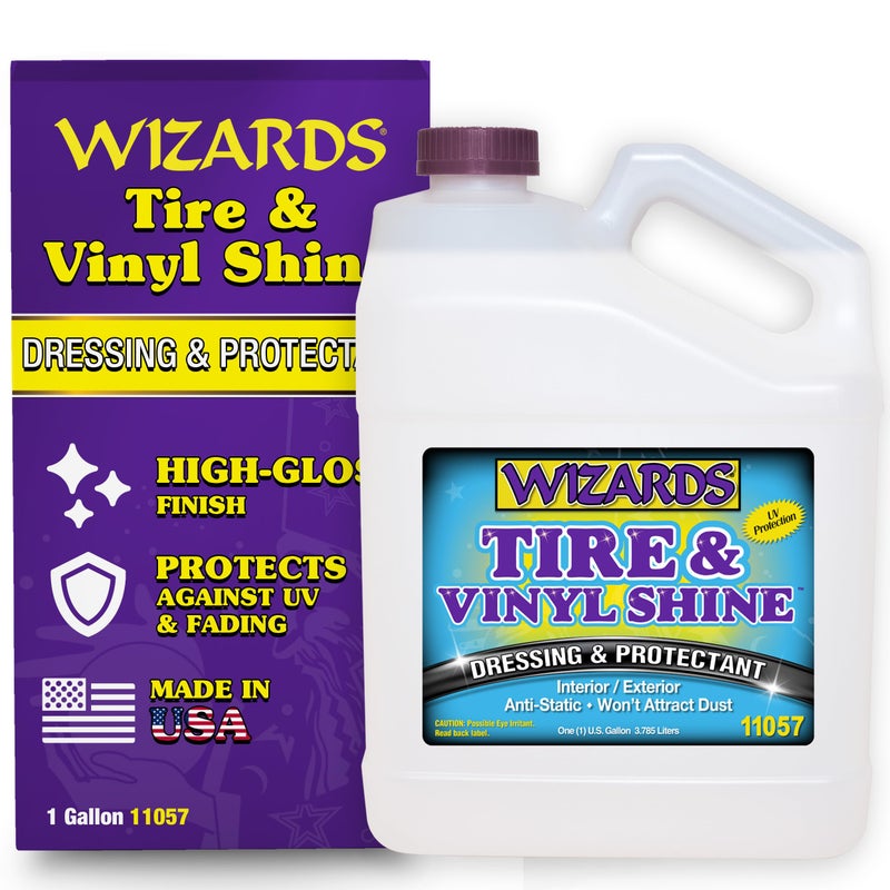 Wizards  Vinyl  Tire Shine Spray Tire Dressing and Protectant Professional Detail Spray No Sling Off Antistatic Car Detailing Spray KeepingTires  Vinyls Look New Car Care Products 1 Gallon