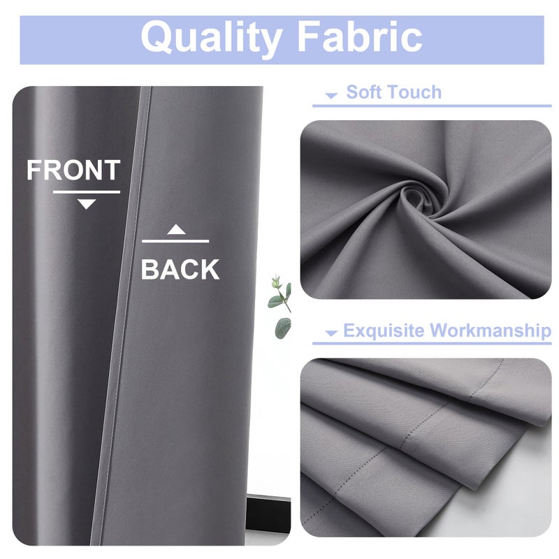 Simplebrand Ava Light Grey Blackout Curtains for Bedroom 63 Inch Length 2 Panels, Solid Thermal Insulated Energy Saving Rod Pocket Window Treatment Curtains Blackout Drapes, W40 x L63 Inch, Light Grey - Image 3