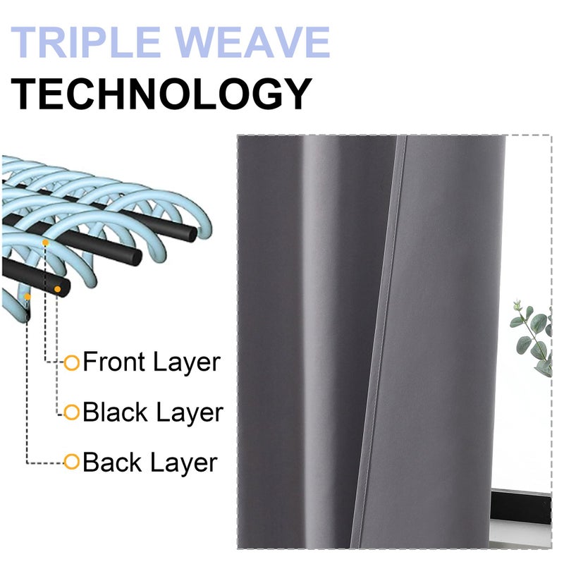 Simplebrand Ava Light Grey Blackout Curtains for Bedroom 63 Inch Length 2 Panels, Solid Thermal Insulated Energy Saving Rod Pocket Window Treatment Curtains Blackout Drapes, W40 x L63 Inch, Light Grey - Image 5