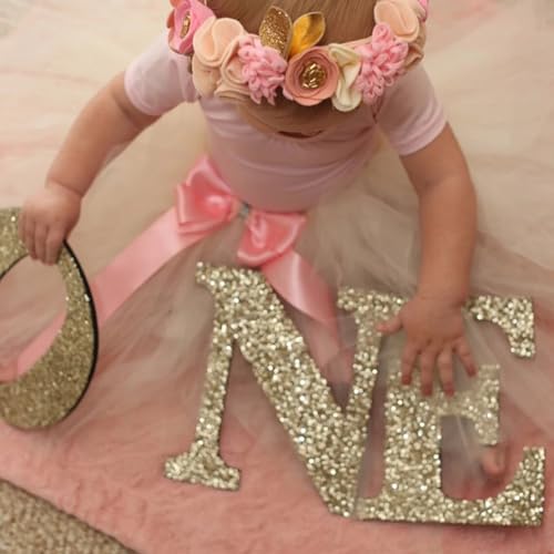 Haoser One Sign First Birthday Sign in Glitter - Wooden One Letters First Princess Decor in Glitter One Letters | Decorations Props|one Sing for -8 Inch - Image 3