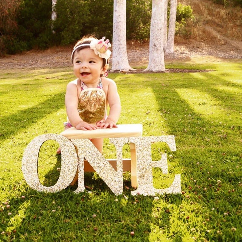 Haoser One Sign First Birthday Sign in Glitter - Wooden One Letters First Princess Decor in Glitter One Letters | Decorations Props|one Sing for -8 Inch - Image 4