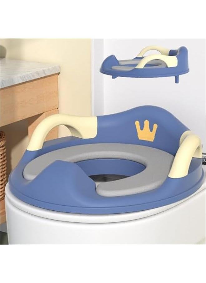 Gonice Toilet Training Seat,Potty Training Seat for Boys Girls Kids,Non-Slip Grip Foldable Toilet Seat with Detachable Soft Cushion Sturdy Handle and Backrest(blue 5)  - Image 1