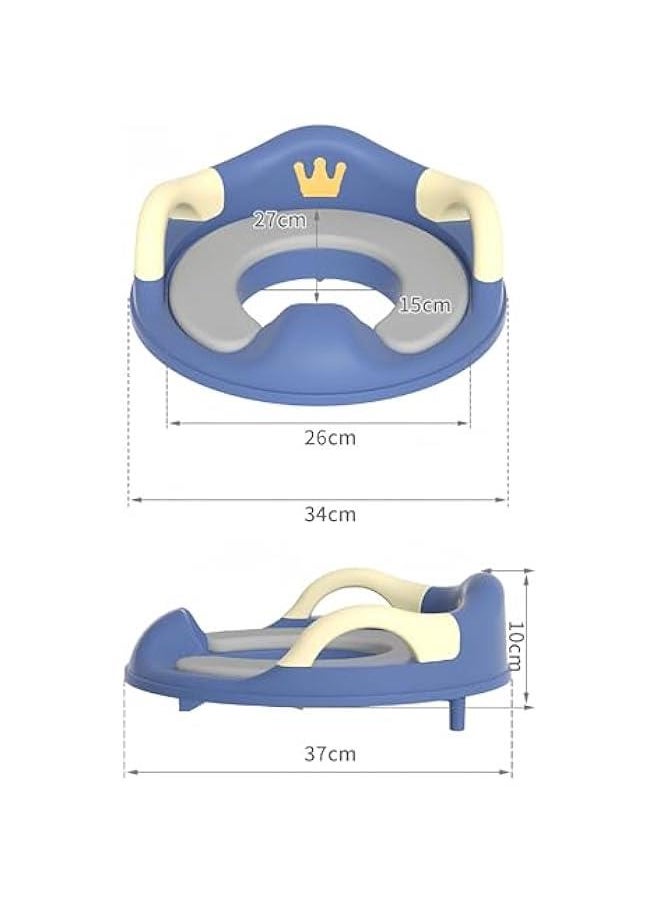 Gonice Toilet Training Seat,Potty Training Seat for Boys Girls Kids,Non-Slip Grip Foldable Toilet Seat with Detachable Soft Cushion Sturdy Handle and Backrest(blue 5)  - Image 2
