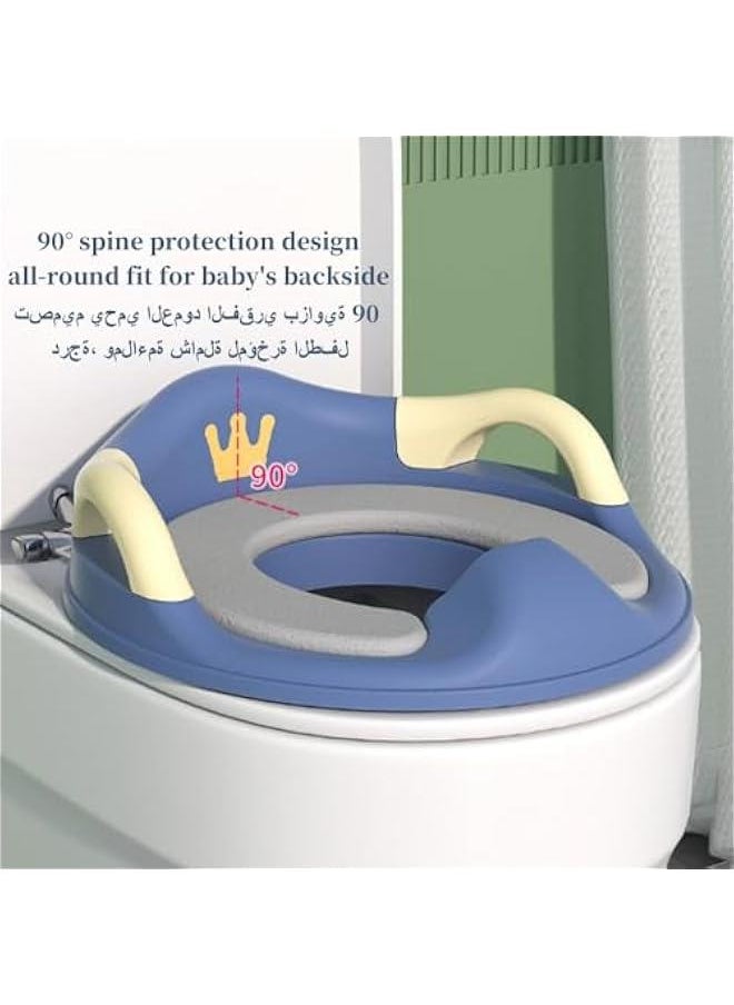 Gonice Toilet Training Seat,Potty Training Seat for Boys Girls Kids,Non-Slip Grip Foldable Toilet Seat with Detachable Soft Cushion Sturdy Handle and Backrest(blue 5)  - Image 3
