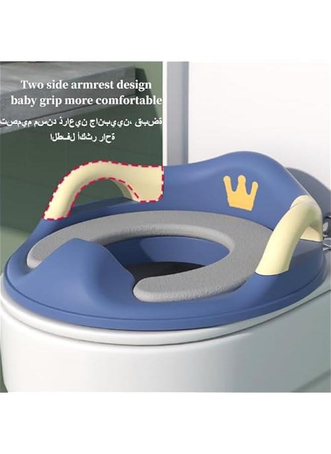 Gonice Toilet Training Seat,Potty Training Seat for Boys Girls Kids,Non-Slip Grip Foldable Toilet Seat with Detachable Soft Cushion Sturdy Handle and Backrest(blue 5)  - Image 4