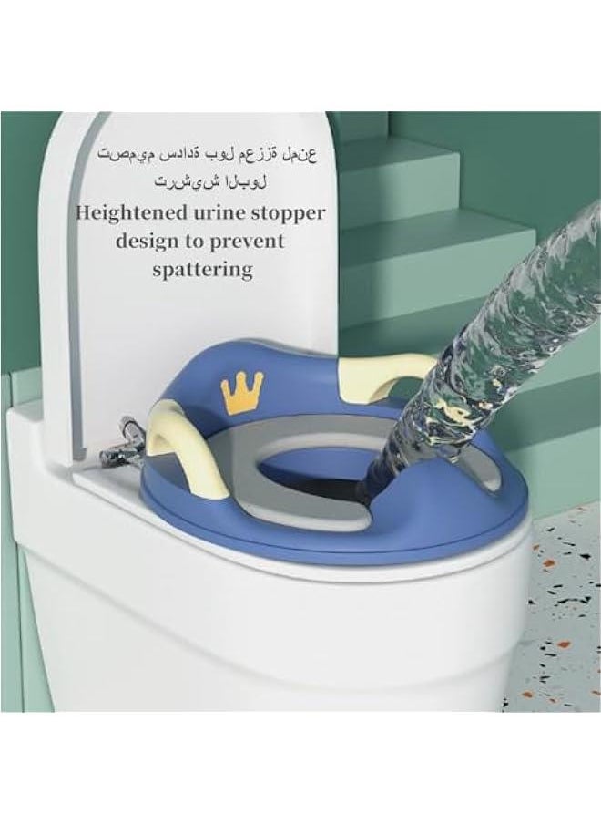 Gonice Toilet Training Seat,Potty Training Seat for Boys Girls Kids,Non-Slip Grip Foldable Toilet Seat with Detachable Soft Cushion Sturdy Handle and Backrest(blue 5)  - Image 5