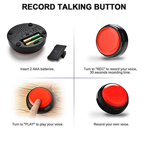 Neutral Voice Recording Button Easy Button Record 30 Seconds Talking Message Funny Office Gift Battery Powered Recordable Sound Buttons - Image 3