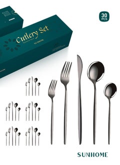 Sunhome SUNHOME 30-Piece Stainless Steel Cutlery Set Black  - Image 1