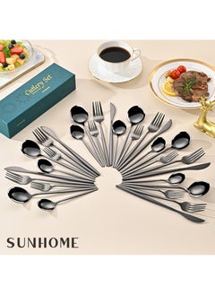 Sunhome SUNHOME 30-Piece Stainless Steel Cutlery Set Black  - Image 4