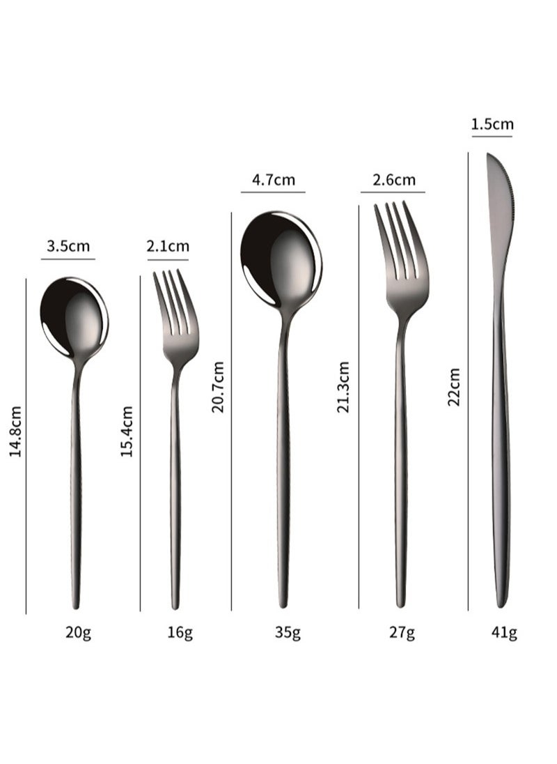 Sunhome SUNHOME 30-Piece Stainless Steel Cutlery Set Kitchen Utensil Set Western Tableware Suitable For Home Kitchen Restaurant Hotel Party Dining Picnic Dining Exquisite Packaging Gift Black  - Image 3