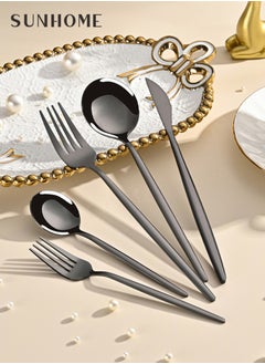Sunhome SUNHOME 30-Piece Stainless Steel Cutlery Set Black  - Image 2
