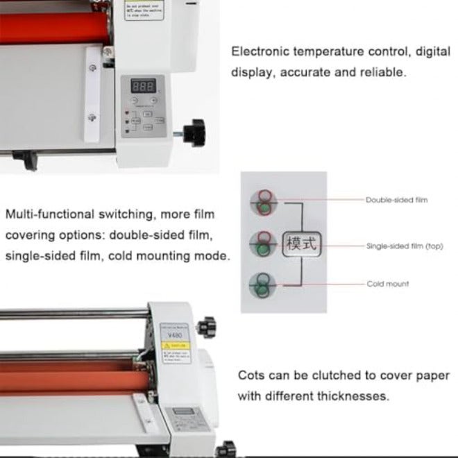 Electronic Thermal Laminator Machine with Digital Display and Temperature Control for Office Use, Single and Dual Sided Laminating,V350 - Image 4