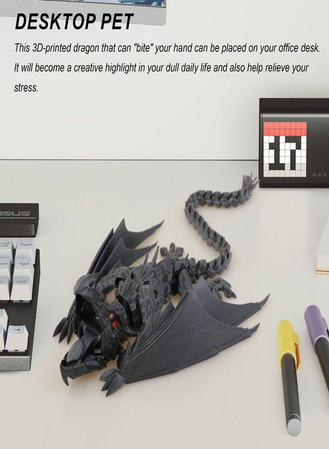 LehuoMaker 3D Printed Dragon with Wings, Fidget Dragon Toys, 3D Printed Animals, Flexible Articulated Winged Crystal Dragon Model,Home Office Decor Desktop Pet(Silk Gold) - Image 5