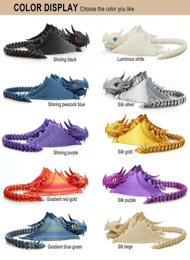 LehuoMaker 3D Printed Dragon with Wings, Fidget Dragon Toys, 3D Printed Animals, Flexible Articulated Winged Crystal Dragon Model,Home Office Decor Desktop Pet(Silk Gold) - Image 2