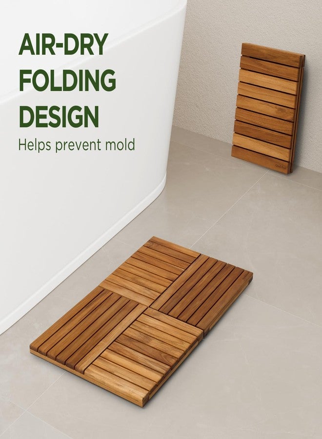 GREENTEAK Premium 24"x16" Solid Teak Wood Shower Mat, Foldable Teak - Image 5