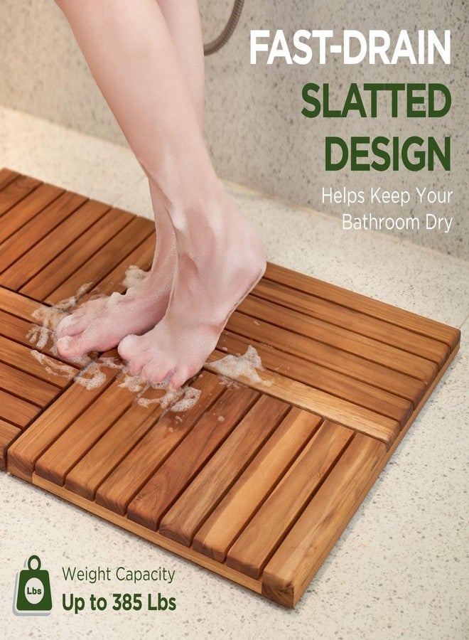 GREENTEAK Premium 24"x16" Solid Teak Wood Shower Mat, Foldable Teak - Image 4