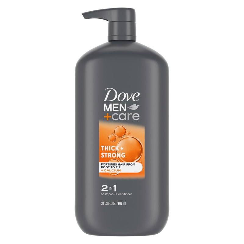 Dove Men+Care شامبو + بلسم دوف 2 في 1 كثيف + قوي لتقوية الشعر من الجذور إلى الأطراف، مع الكالسيوم، 31 أونصة - Image 1