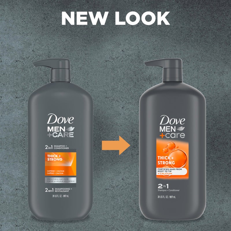 Dove Men+Care شامبو + بلسم دوف 2 في 1 كثيف + قوي لتقوية الشعر من الجذور إلى الأطراف، مع الكالسيوم، 31 أونصة - Image 2