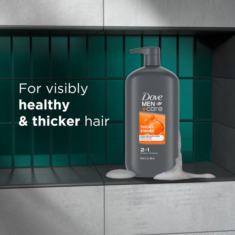 Dove Men+Care شامبو + بلسم دوف 2 في 1 كثيف + قوي لتقوية الشعر من الجذور إلى الأطراف، مع الكالسيوم، 31 أونصة - Image 4