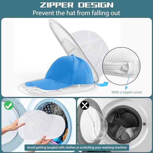 Eiito Hat Washer for Washing Machine,Hat Cleaner for Baseball Caps with Frame Cage and Mesh (1Pack white with mesh) - Image 3