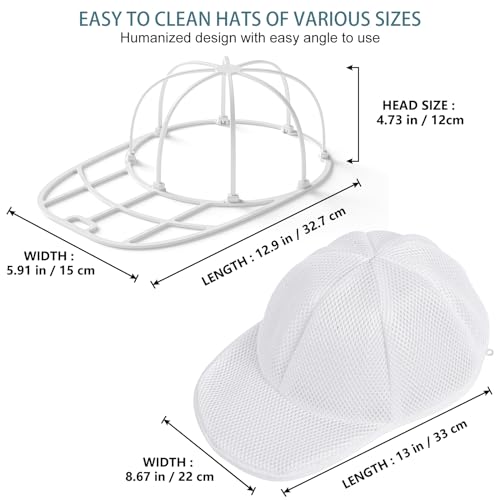 Eiito Hat Washer for Washing Machine,Hat Cleaner for Baseball Caps with Frame Cage and Mesh (1Pack white with mesh) - Image 2