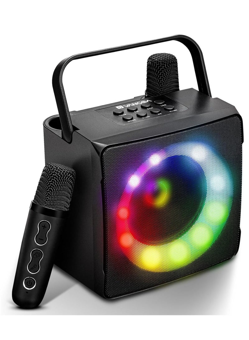 Machine with 2 Wireless Microphone, Bluetooth Portable Karaoke Speaker for Kids Adults, Party Karaoke Speaker with Led Light, Supports TF USB AUX BT Karaoke for Christmas Birthday Gift - Image 1