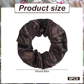 COMNICO Satin Silk Hair Scrunchies 6Pcs Dark Brown Soft Hair Ties Satin Scrunchy Elastic Band Hair Bobbles Ponytail Holder Hair Accessories for Women Girls Different Hairstyles and Occasions - Image 2