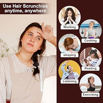 COMNICO Satin Silk Hair Scrunchies 6Pcs Dark Brown Soft Hair Ties Satin Scrunchy Elastic Band Hair Bobbles Ponytail Holder Hair Accessories for Women Girls Different Hairstyles and Occasions - Image 3