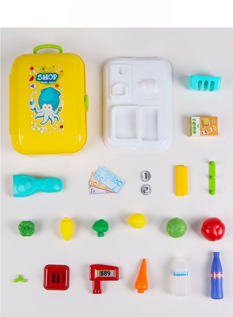 Children's simulated kitchen, cooking utensils, cosmetics, doctor's tool set, family backpack box, toys - Image 2