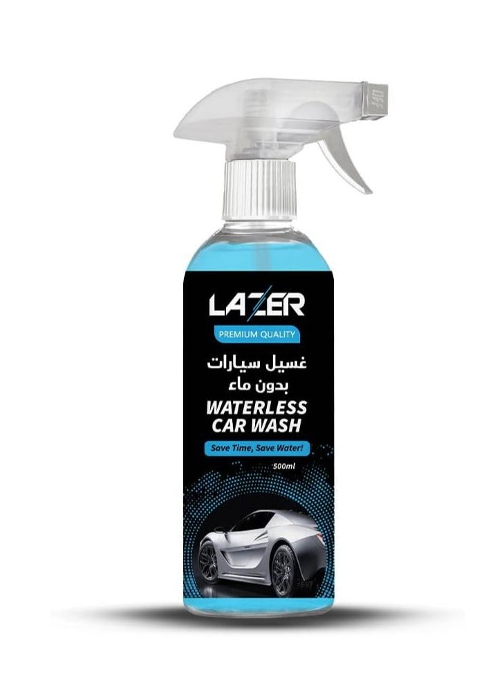 LAZER Lazer Spray & Swipe Waterless Car Wash & Wax 500ml Trigger Spray, Safe & Easy Car Wash Without Waters, Silky & Shine, Protect Car Paint, For All Type Vehicles, Foaming Formula, Car Shampoo - Image 1