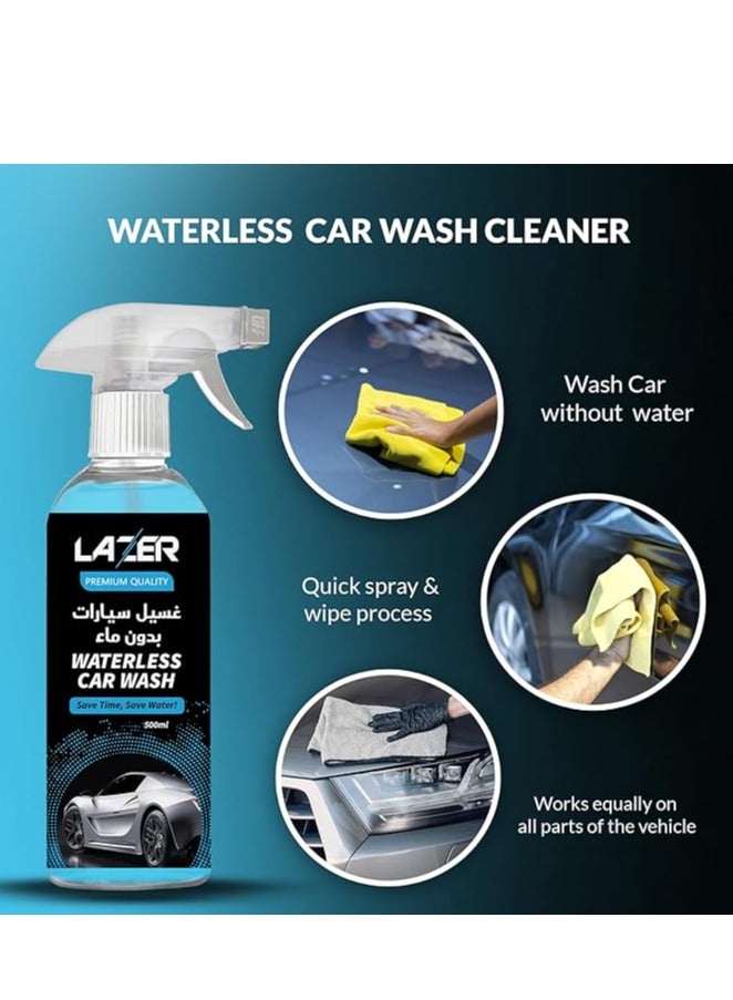 LAZER Lazer Spray & Swipe Waterless Car Wash & Wax 500ml Trigger Spray, Safe & Easy Car Wash Without Waters, Silky & Shine, Protect Car Paint, For All Type Vehicles, Foaming Formula, Car Shampoo - Image 3