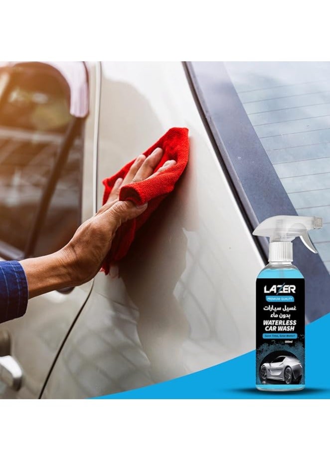LAZER Lazer Spray & Swipe Waterless Car Wash & Wax 500ml Trigger Spray, Safe & Easy Car Wash Without Waters, Silky & Shine, Protect Car Paint, For All Type Vehicles, Foaming Formula, Car Shampoo - Image 4