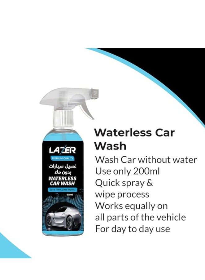 LAZER Lazer Spray & Swipe Waterless Car Wash & Wax 500ml Trigger Spray, Safe & Easy Car Wash Without Waters, Silky & Shine, Protect Car Paint, For All Type Vehicles, Foaming Formula, Car Shampoo - Image 5